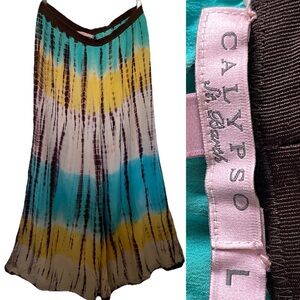 CALYPSO ST. BARTH Silk Palazzo PANTS Tie Dye Resort Wear Size Large AS-IS